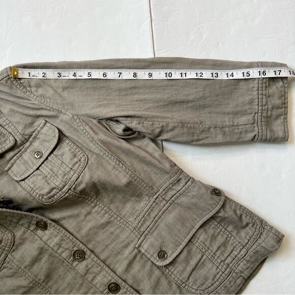 Caslon Cotton Khaki Green Quarter Sleeve Jacket Trench Coat Blazer Size M - Picture 14 of 15